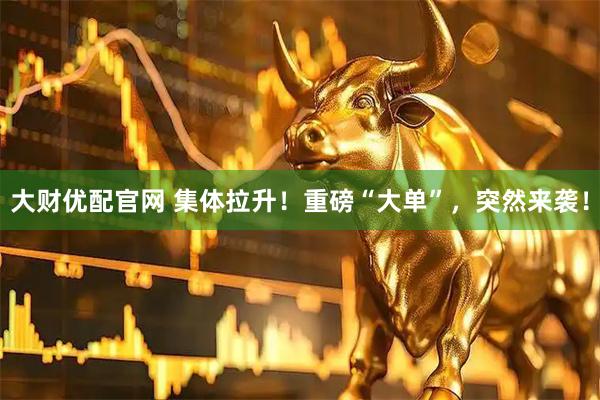 大财优配官网 集体拉升！重磅“大单”，突然来袭！