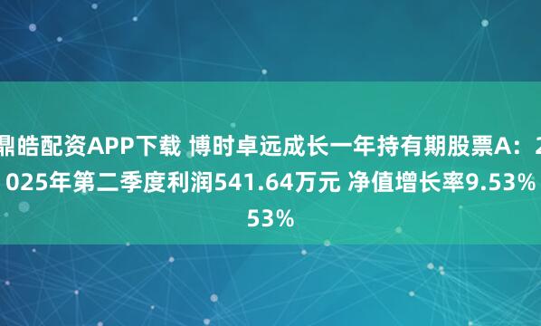 鼎皓配资APP下载 博时卓远成长一年持有期股票A：2025年第二季度利润541.64万元 净值增长率9.53%