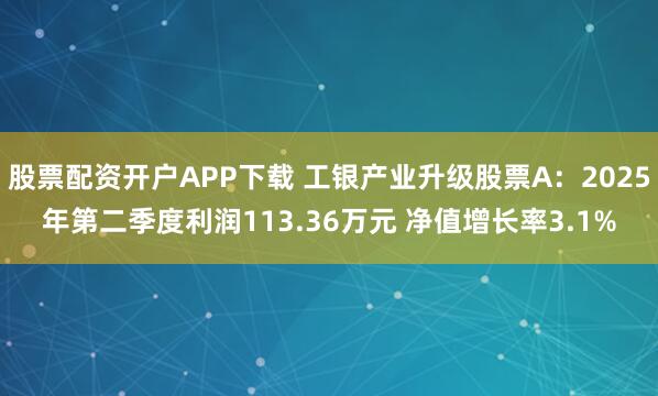 股票配资开户APP下载 工银产业升级股票A：2025年第二季度利润113.36万元 净值增长率3.1%
