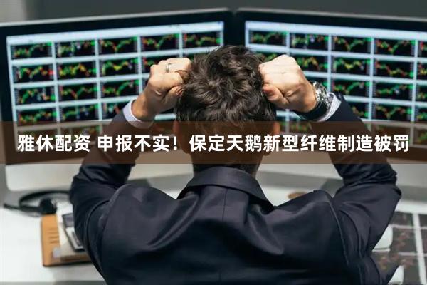 雅休配资 申报不实！保定天鹅新型纤维制造被罚