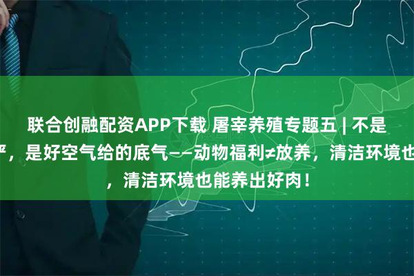 联合创融配资APP下载 屠宰养殖专题五 | 不是散养才有尊严，是好空气给的底气——动物福利≠放养，清洁环境也能养出好肉！